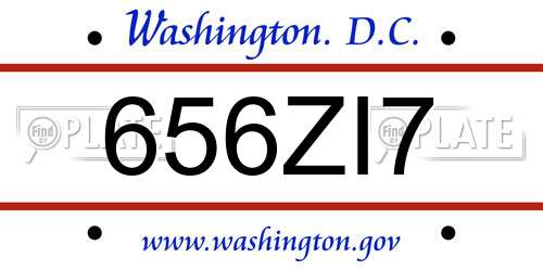 656ZI7 District Of Columbia License Plate