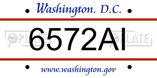 6572AI District Of Columbia License Plate