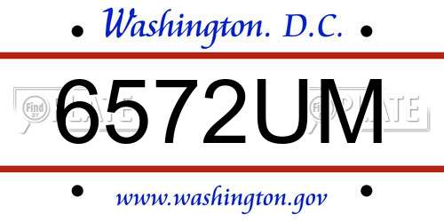 6572UM District Of Columbia License Plate