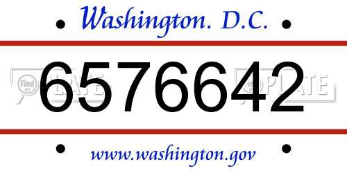 6576642 District Of Columbia License Plate