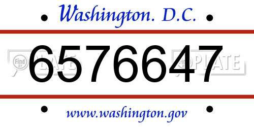 6576647 District Of Columbia License Plate
