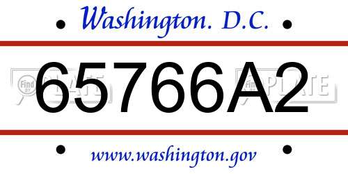 65766A2 District Of Columbia License Plate