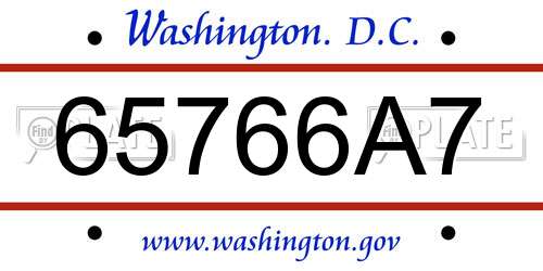 65766A7 District Of Columbia License Plate