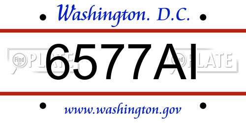 6577AI District Of Columbia License Plate