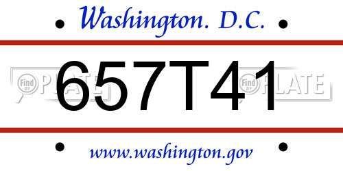 657T41 District Of Columbia License Plate