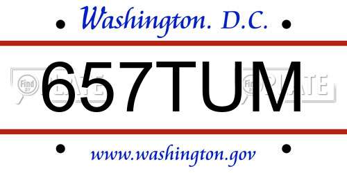 657TUM District Of Columbia License Plate