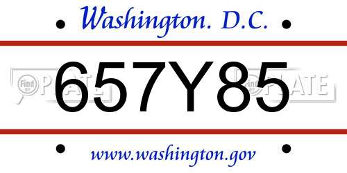 657Y85 District Of Columbia License Plate