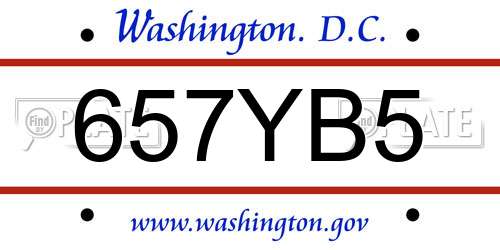 657YB5 District Of Columbia License Plate