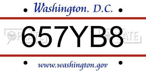 657YB8 District Of Columbia License Plate