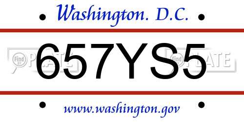 657YS5 District Of Columbia License Plate