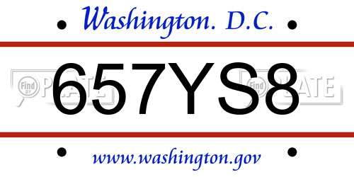 657YS8 District Of Columbia License Plate