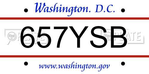 657YSB District Of Columbia License Plate
