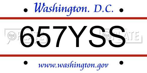 657YSS District Of Columbia License Plate