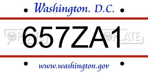 657ZA1 District Of Columbia License Plate