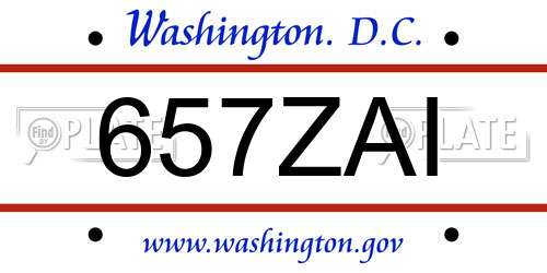 657ZAI District Of Columbia License Plate