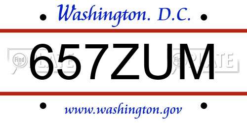 657ZUM District Of Columbia License Plate