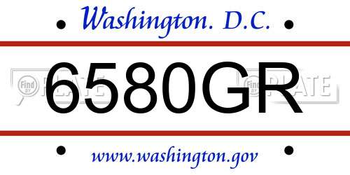 6580GR District Of Columbia License Plate