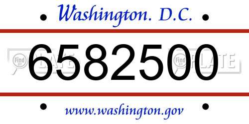 6582500 District Of Columbia License Plate