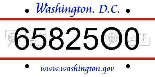 65825O0 District Of Columbia License Plate