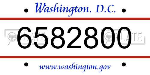 6582800 District Of Columbia License Plate