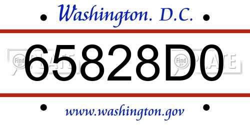 65828D0 District Of Columbia License Plate