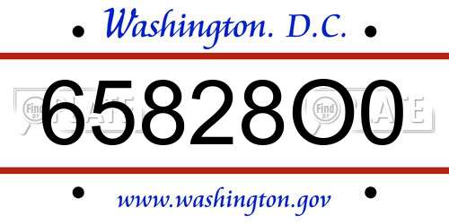 65828O0 District Of Columbia License Plate