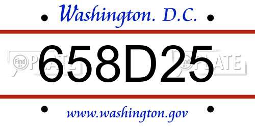 658D25 District Of Columbia License Plate