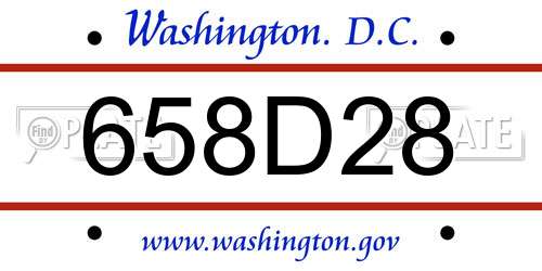 658D28 District Of Columbia License Plate