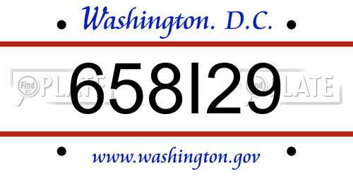 658I29 District Of Columbia License Plate