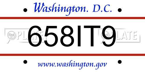 658IT9 District Of Columbia License Plate