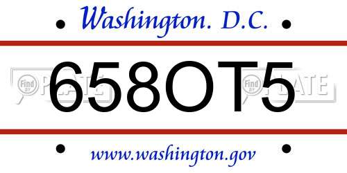 658OT5 District Of Columbia License Plate