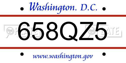 658QZ5 District Of Columbia License Plate