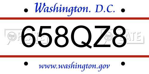 658QZ8 District Of Columbia License Plate