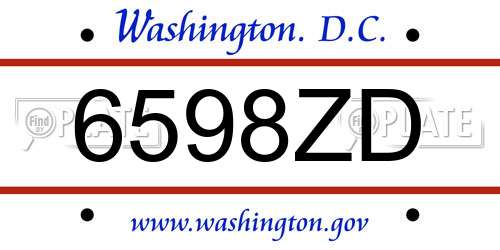 6598ZD District Of Columbia License Plate