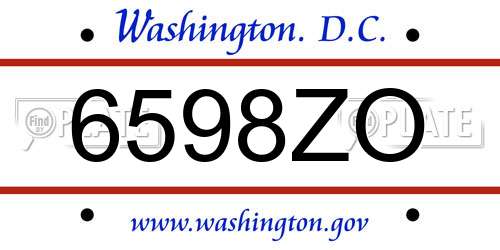6598ZO District Of Columbia License Plate