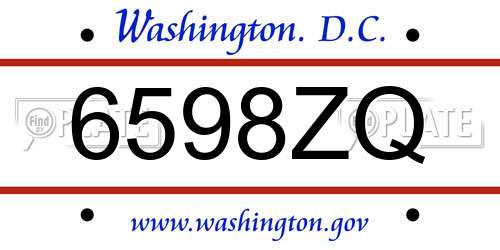 6598ZQ District Of Columbia License Plate