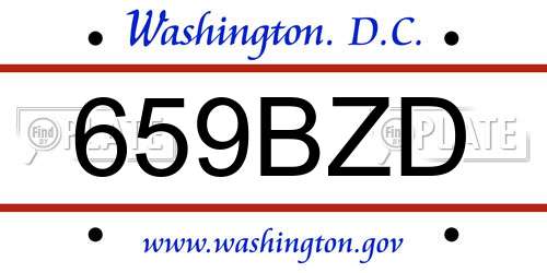 659BZD District Of Columbia License Plate