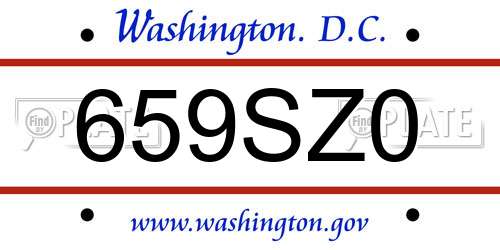 659SZ0 District Of Columbia License Plate