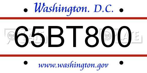 65BT800 District Of Columbia License Plate