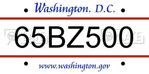 65BZ500 District Of Columbia License Plate