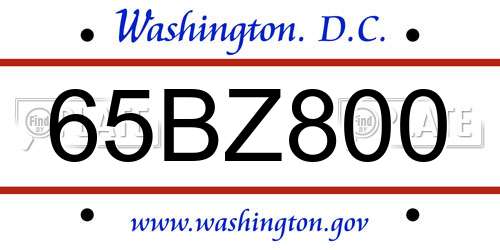 65BZ800 District Of Columbia License Plate