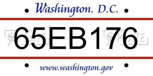 65EB176 District Of Columbia License Plate