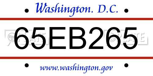 65EB265 District Of Columbia License Plate