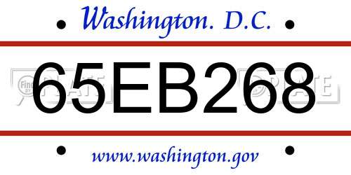 65EB268 District Of Columbia License Plate