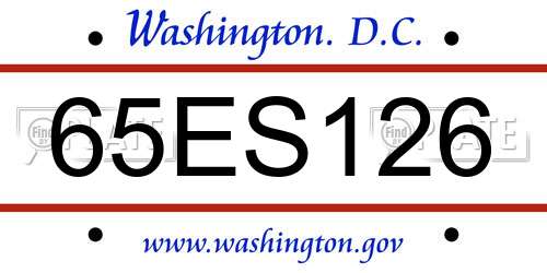65ES126 District Of Columbia License Plate