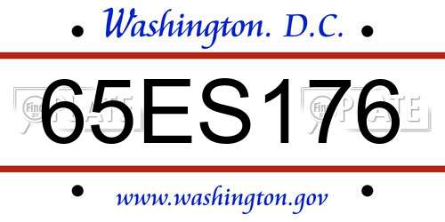 65ES176 District Of Columbia License Plate