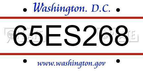65ES268 District Of Columbia License Plate