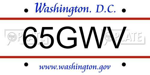 65GWV District Of Columbia License Plate