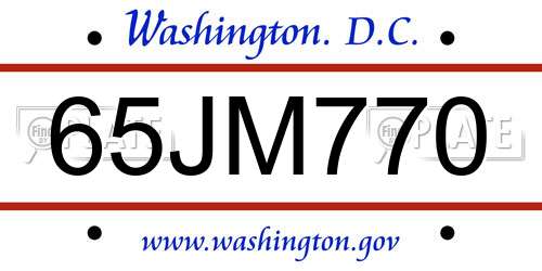65JM770 District Of Columbia License Plate