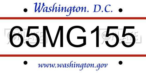 65MG155 District Of Columbia License Plate